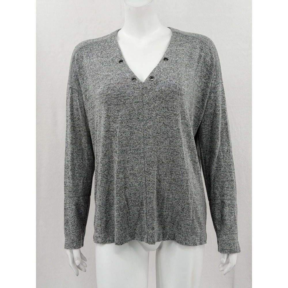 Rails Sweater‎ Womens Medium Leigh Melange Grey V-Neck Stretch Cozy Cool Weather